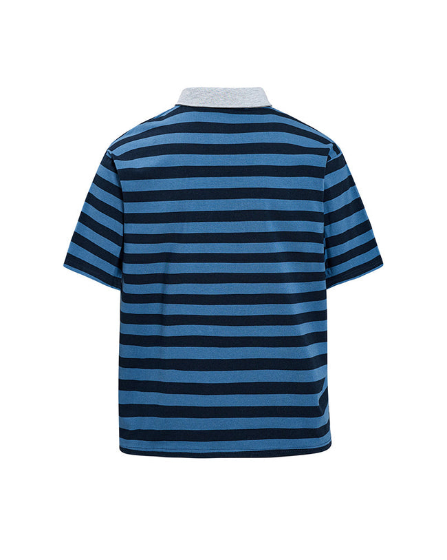Retro striped embroidered short-sleeved shirt Main Image