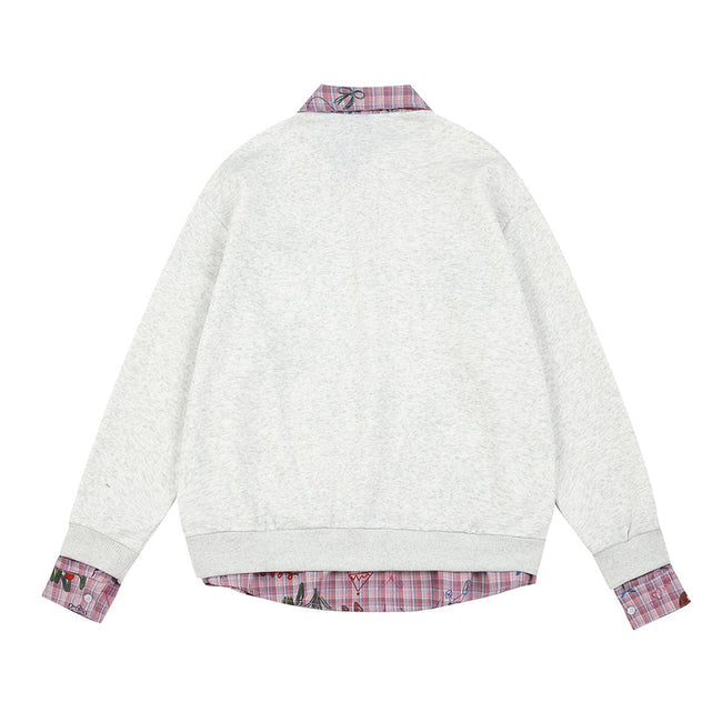 Cute cat embroidery fake two-piece sweatshirt Main Image