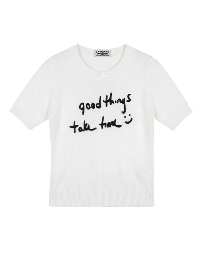 Letter short-sleeved knit sweater Hover Image