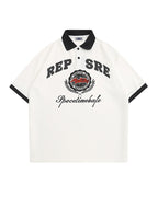 American retro hip hop embroidered letter short sleeves