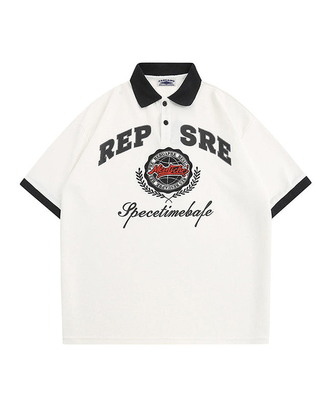 American retro hip hop embroidered letter short sleeves Main Image