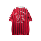 Retro contrast striped short sleeves