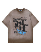 Splatter-style distressed short-sleeved shirt
