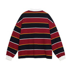 Striped contrast lapel sweatshirt