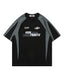 Retro stitching contrast color loose short sleeves