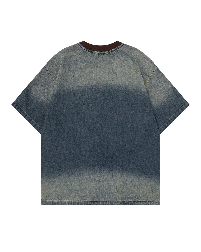 Washed distressed short sleeves
