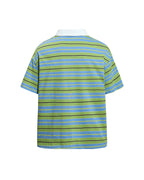 Striped color-blocked versatile short-sleeved shirt