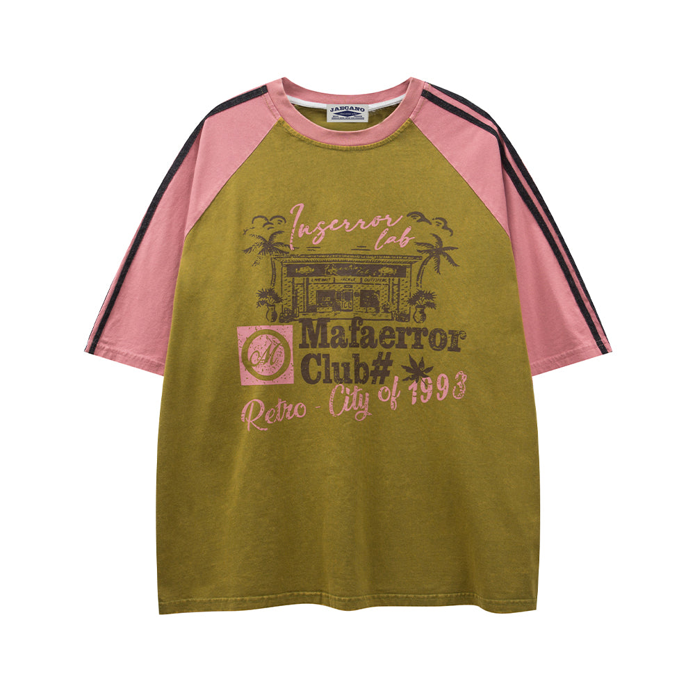 Retro colorblock short sleeves