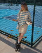 Retro cartoon striped short sleeves
