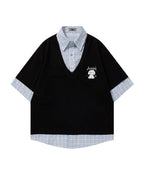 Faux two-piece polo shirt