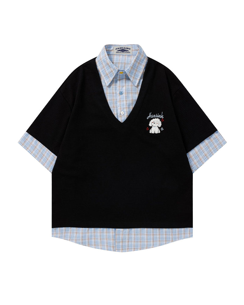 Faux two-piece polo shirt
