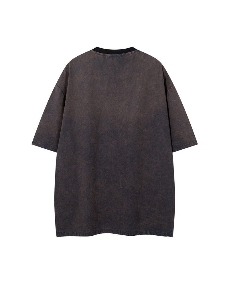 Washed distressed short-sleeved shirt