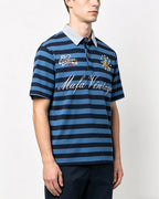 Retro striped embroidered short-sleeved shirt