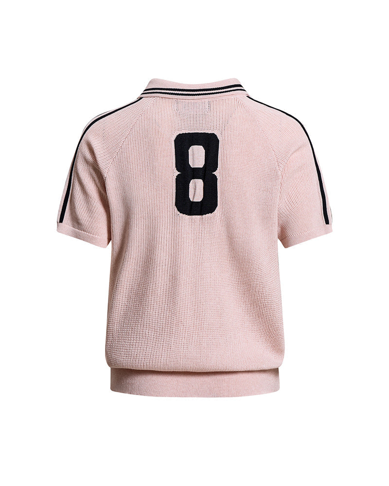 Embroidered collared short-sleeved shirt