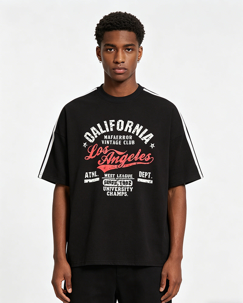Contrast color letter print short sleeves