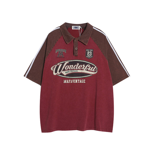 American retro stitching sports short sleeves Hover Image