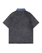 Washed lapel short sleeves