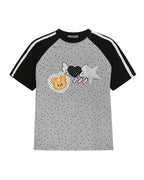 Bear-print color-blocked short-sleeved T-shirt (women's)