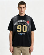 Embroidered distressed short-sleeved shirt