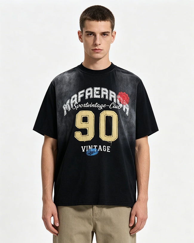 Embroidered distressed short-sleeved shirt Hover Image