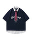 Fake two-piece lapel short sleeves