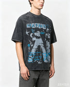 Vintage washed distressed short-sleeved shirt