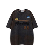 Appliqué Embroidered Denim Short-Sleeve T-Shirt