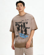 Splatter-style distressed short-sleeved shirt