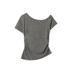 Off-shoulder slim short sleeves