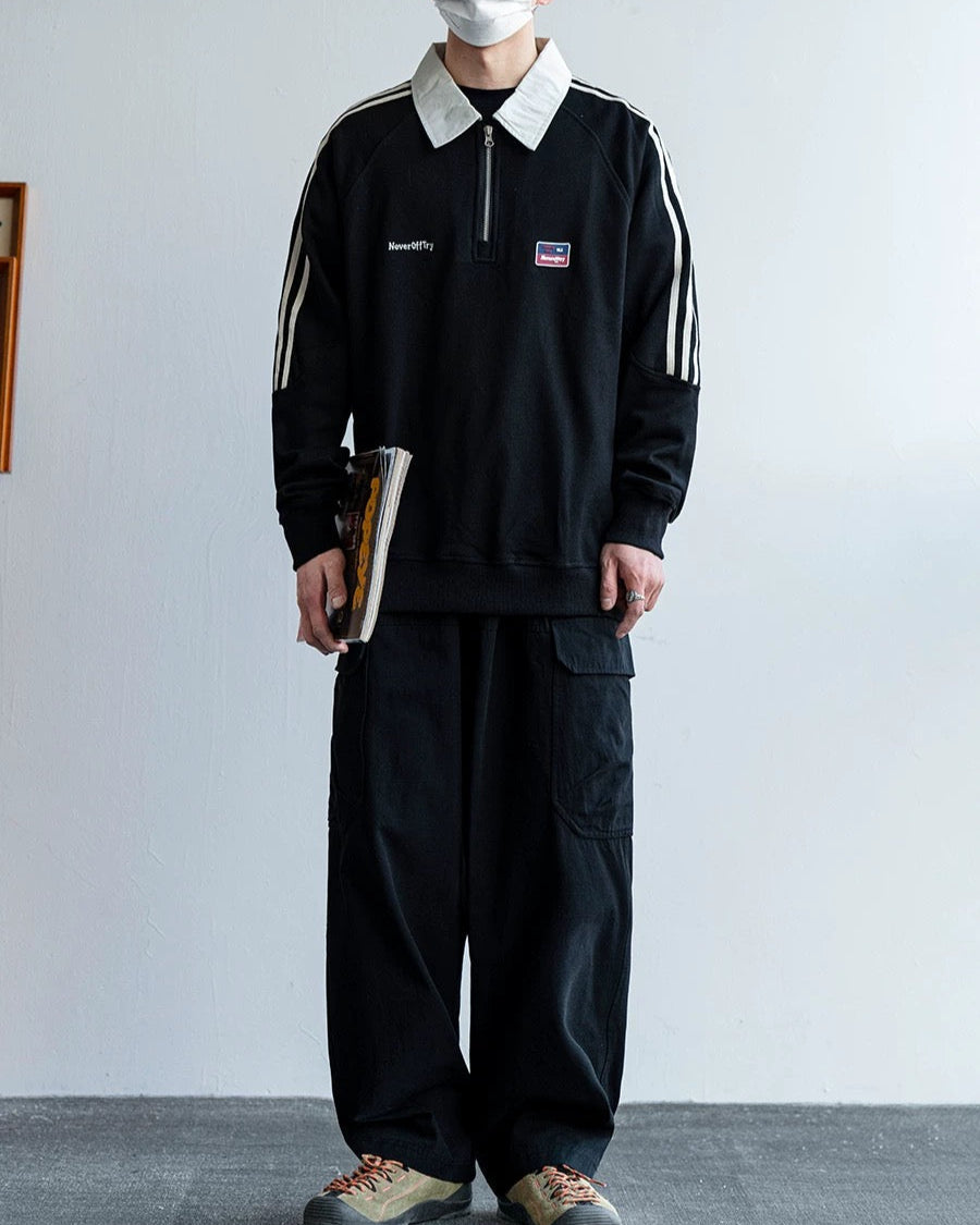 Retro Color Block Three Stripes Sweatshirt