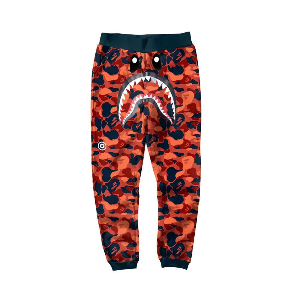 BAPE Orange Camo Shark Sweatpants – Graphic Streetwear Joggers