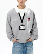 Fake two-piece college style sweatshirt
