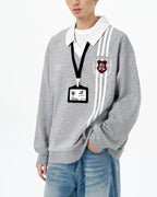 Fake two-piece college style sweatshirt