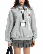 Fake two-piece college style sweatshirt