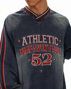 Vintage washed embroidered denim sweatshirt