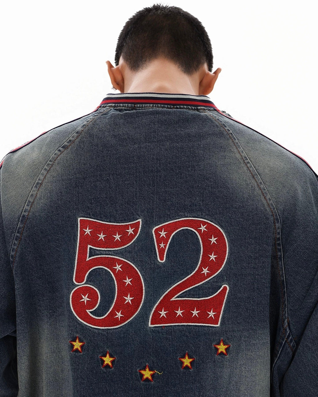 Vintage washed embroidered denim sweatshirt