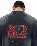 Vintage washed embroidered denim sweatshirt