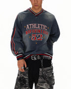 Vintage washed embroidered denim sweatshirt