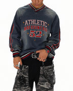 Vintage washed embroidered denim sweatshirt