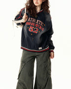 Vintage washed embroidered denim sweatshirt