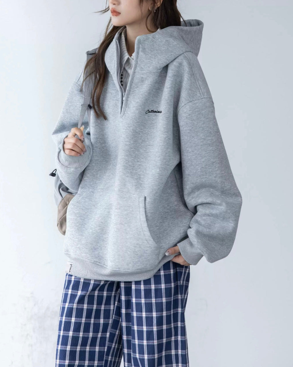 vintage stand collar hooded jacket