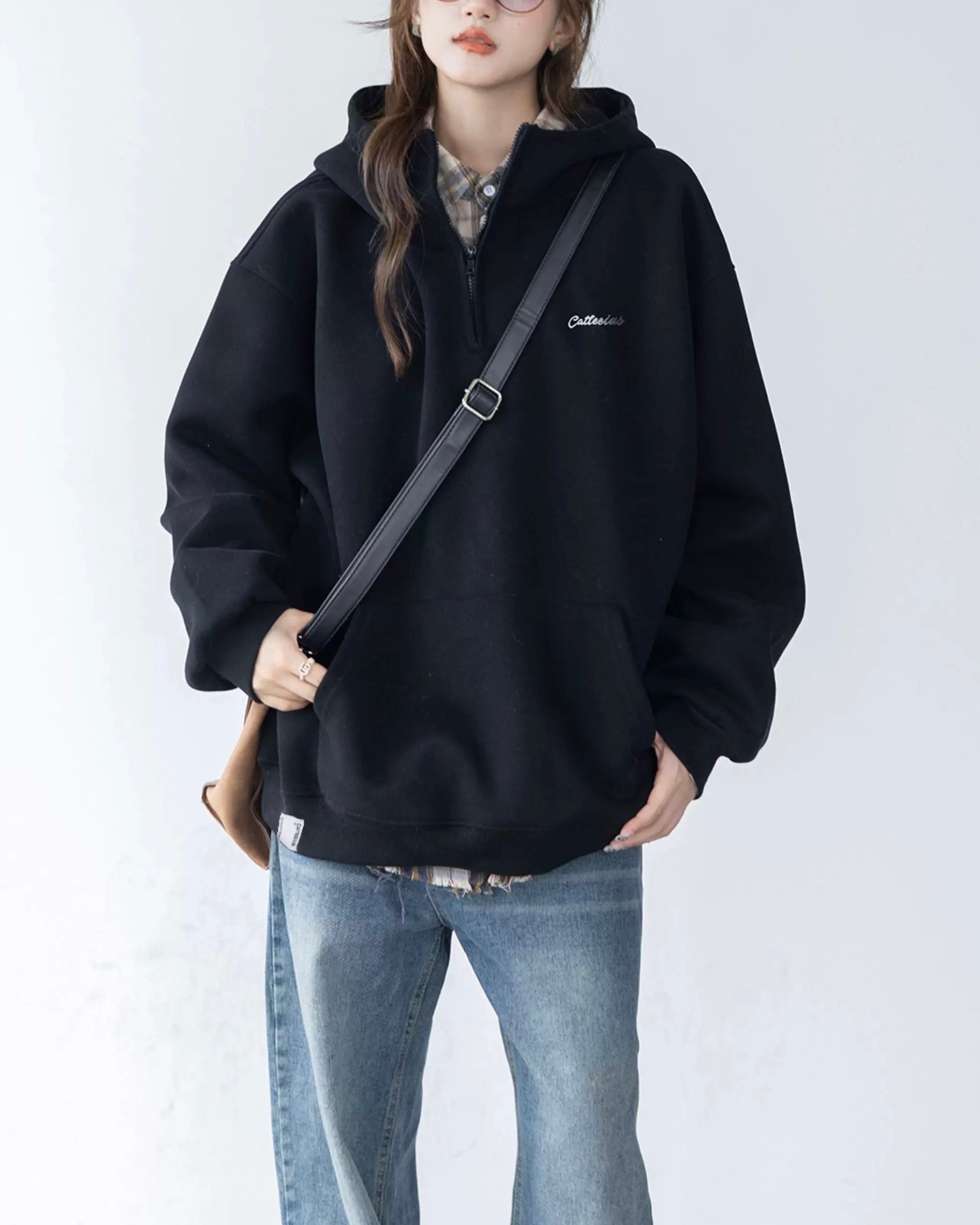 vintage stand collar hooded jacket