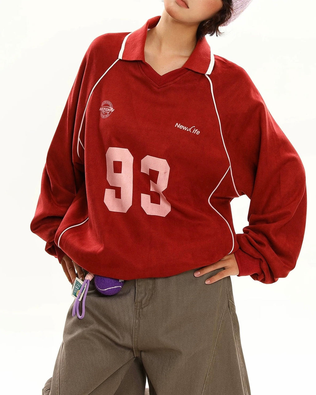 Retro lapel sweatshirt