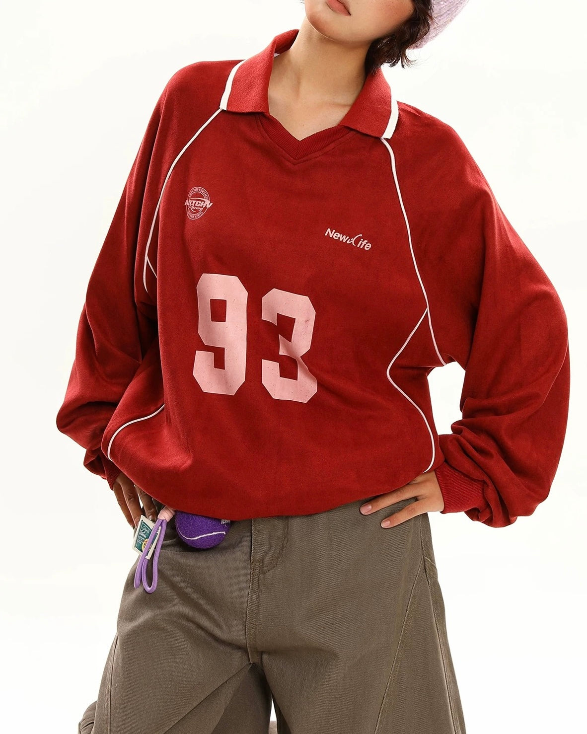 Retro lapel sweatshirt