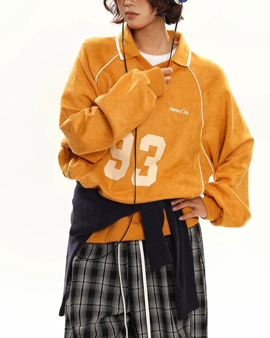 Retro lapel sweatshirt
