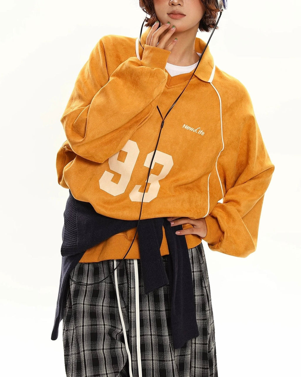 Retro lapel sweatshirt