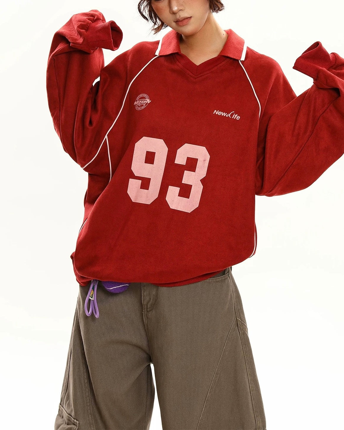 Retro lapel sweatshirt