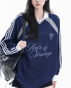 Contrast color stitching sweatshirt