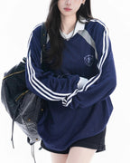 Contrast color stitching sweatshirt