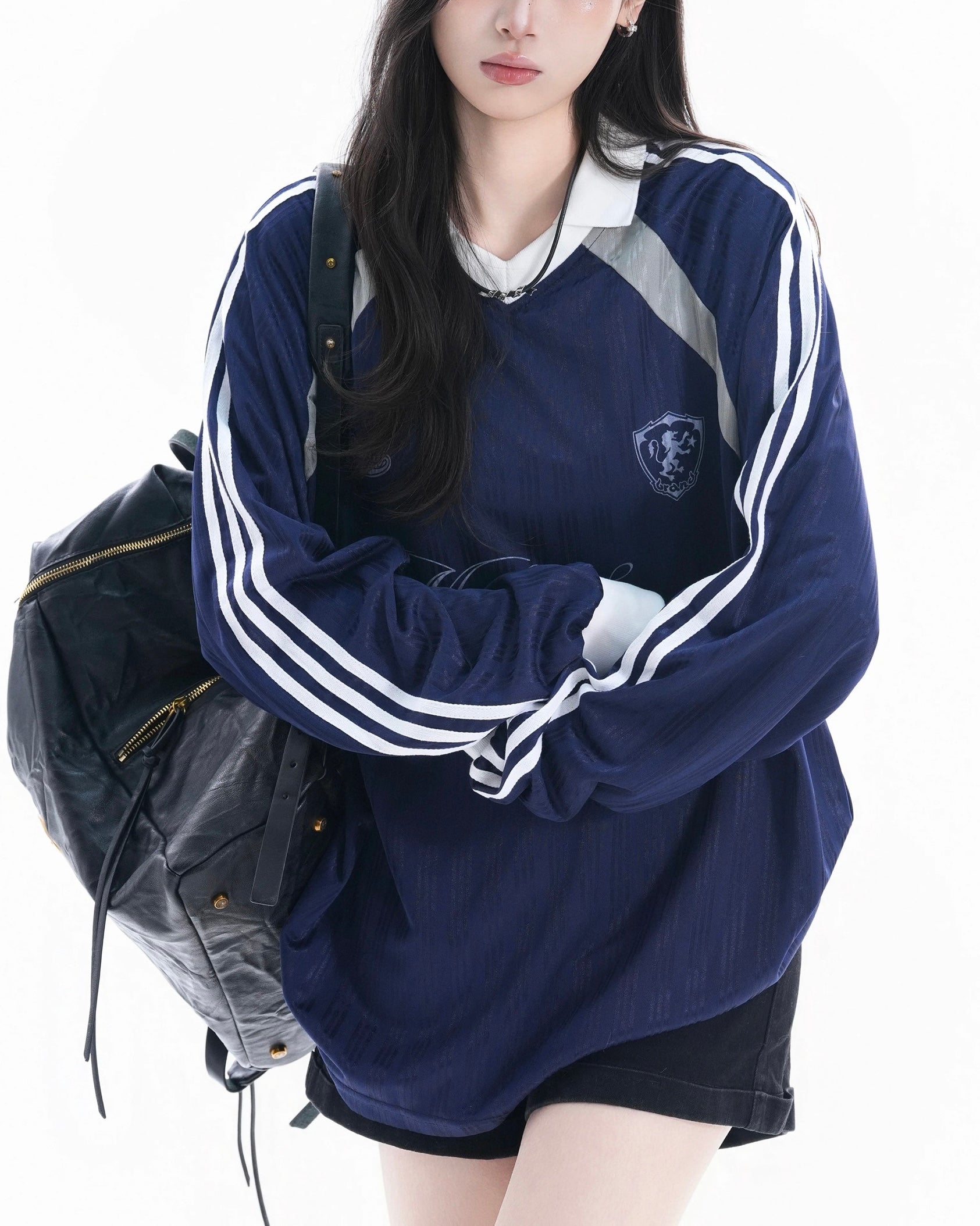 Contrast color stitching sweatshirt